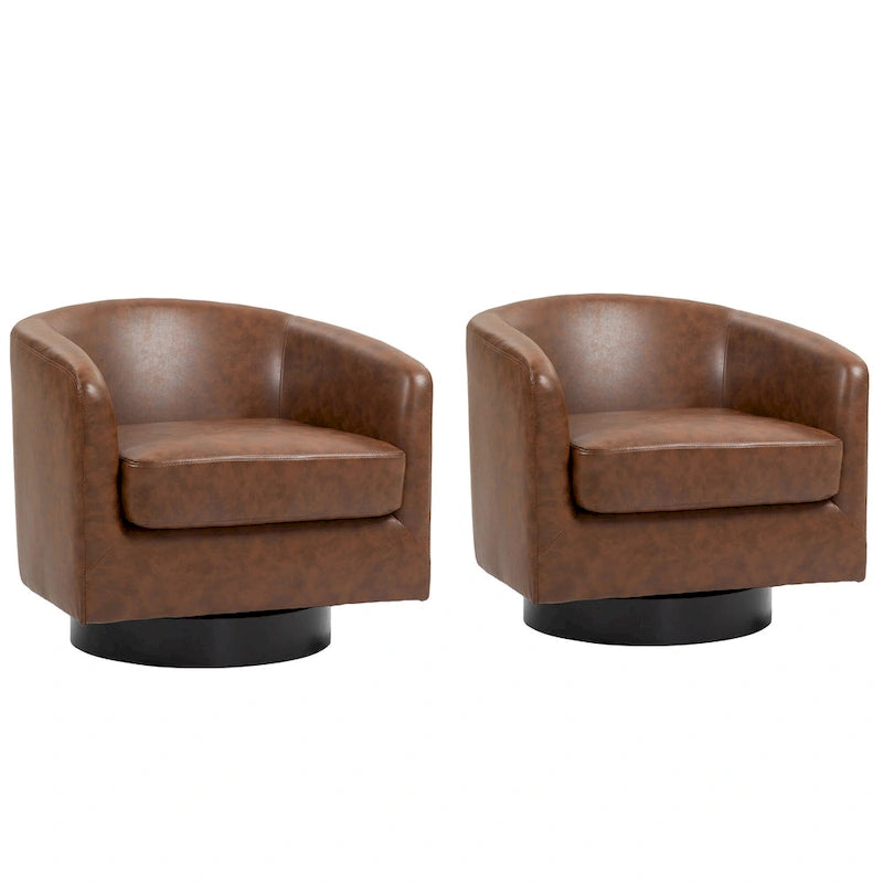 Fauteuils d'appoint en tissu pivotants à 360°, fauteuils club à dossier incurvé