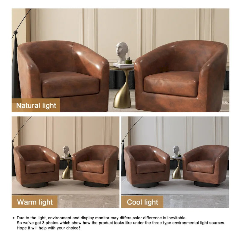 Fauteuils d'appoint en tissu pivotants à 360°, fauteuils club à dossier incurvé