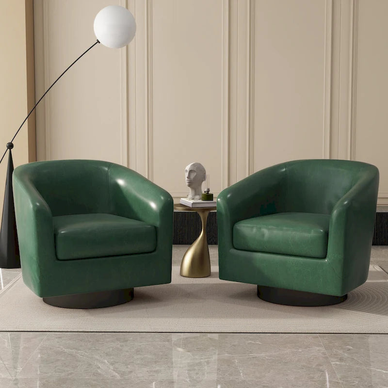 Fauteuils d'appoint en tissu pivotants à 360°, fauteuils club à dossier incurvé