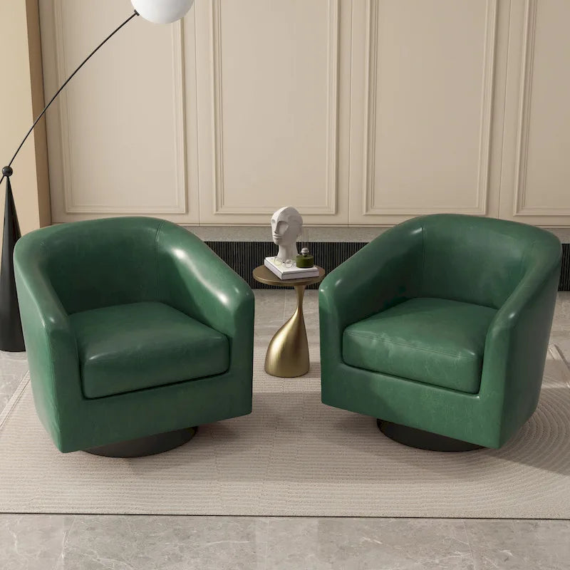 Fauteuils d'appoint en tissu pivotants à 360°, fauteuils club à dossier incurvé