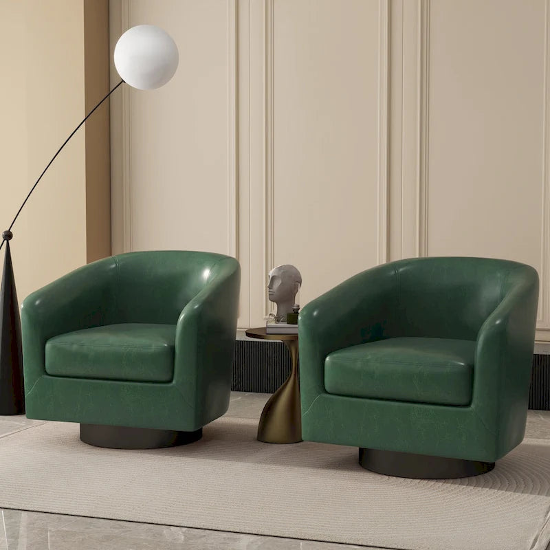 Fauteuils d'appoint en tissu pivotants à 360°, fauteuils club à dossier incurvé