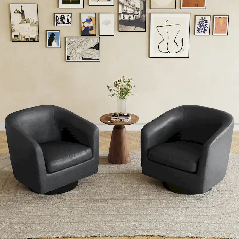 Fauteuils d'appoint en tissu pivotants à 360°, fauteuils club à dossier incurvé