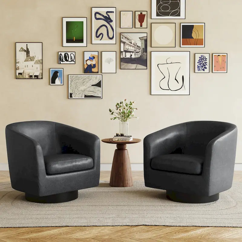 Fauteuils d'appoint en tissu pivotants à 360°, fauteuils club à dossier incurvé