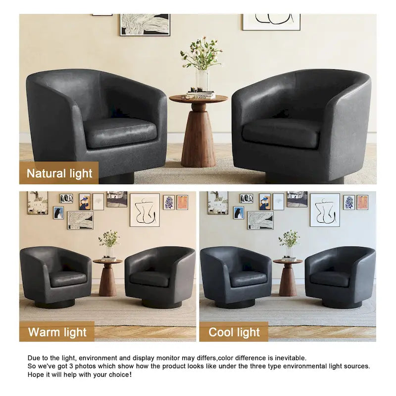 Fauteuils d'appoint en tissu pivotants à 360°, fauteuils club à dossier incurvé