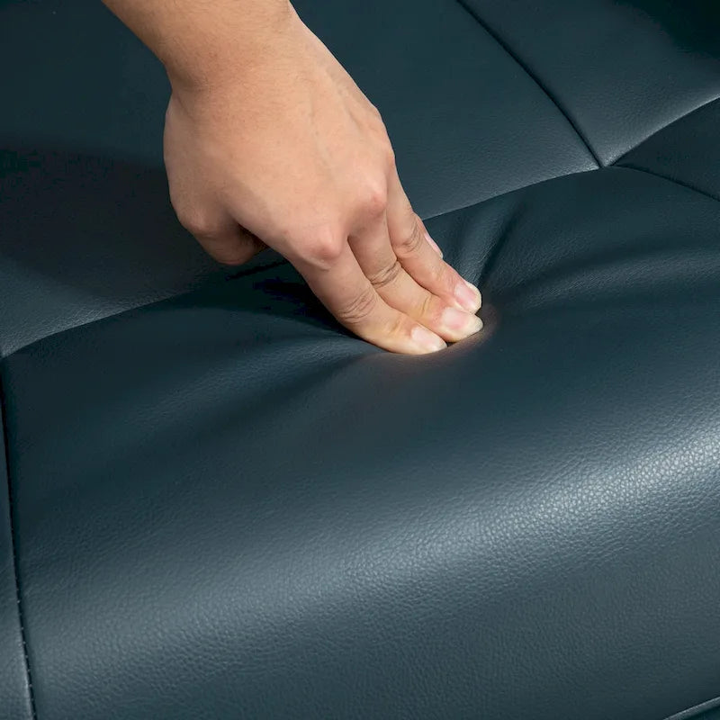 Fauteuil inclinable en similicuir avec base pivotante manuelle réglable, et repose-pieds confortable et relaxant