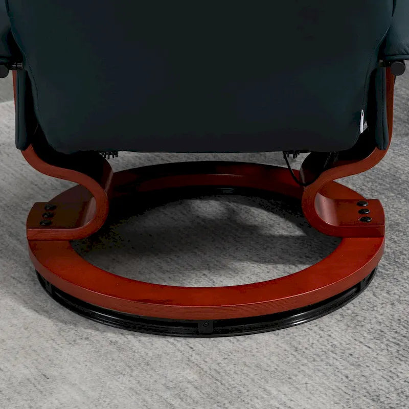 Fauteuil inclinable en similicuir avec base pivotante manuelle réglable, et repose-pieds confortable et relaxant