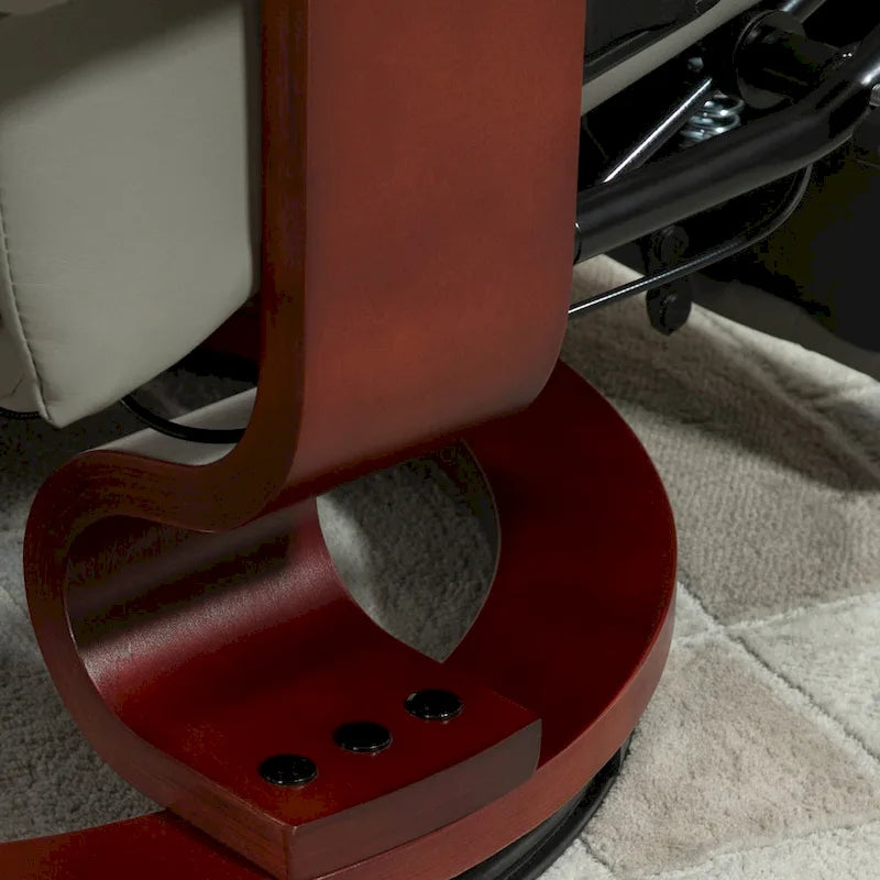 Fauteuil inclinable en similicuir avec base pivotante manuelle réglable, et repose-pieds confortable et relaxant