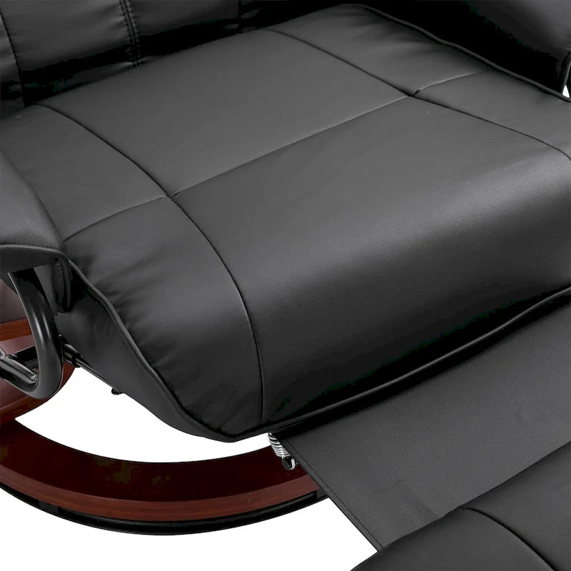 Fauteuil inclinable en similicuir avec base pivotante manuelle réglable, et repose-pieds confortable et relaxant