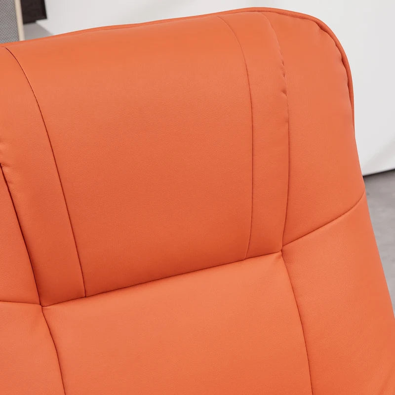 Fauteuil inclinable en similicuir avec base pivotante manuelle réglable, et repose-pieds confortable et relaxant