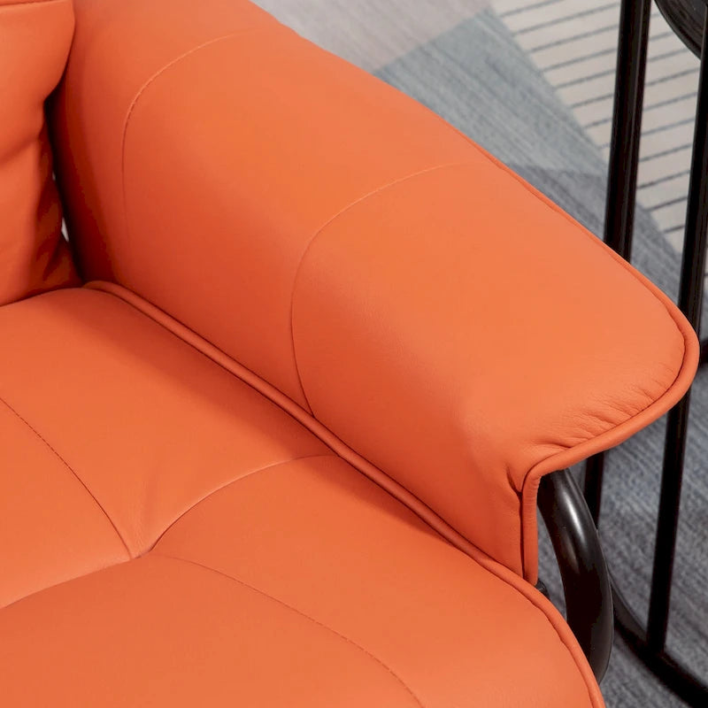 Fauteuil inclinable en similicuir avec base pivotante manuelle réglable, et repose-pieds confortable et relaxant