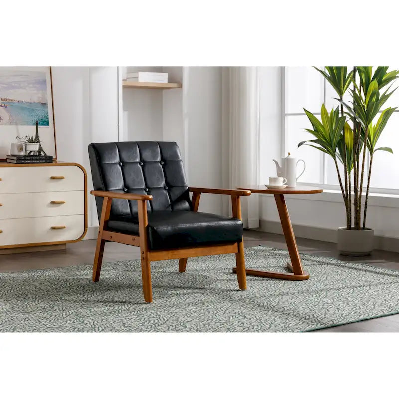 Chaise d'appoint en bois massif de style Mid-Century Modern, pour salon, chambre à coucher ou studio