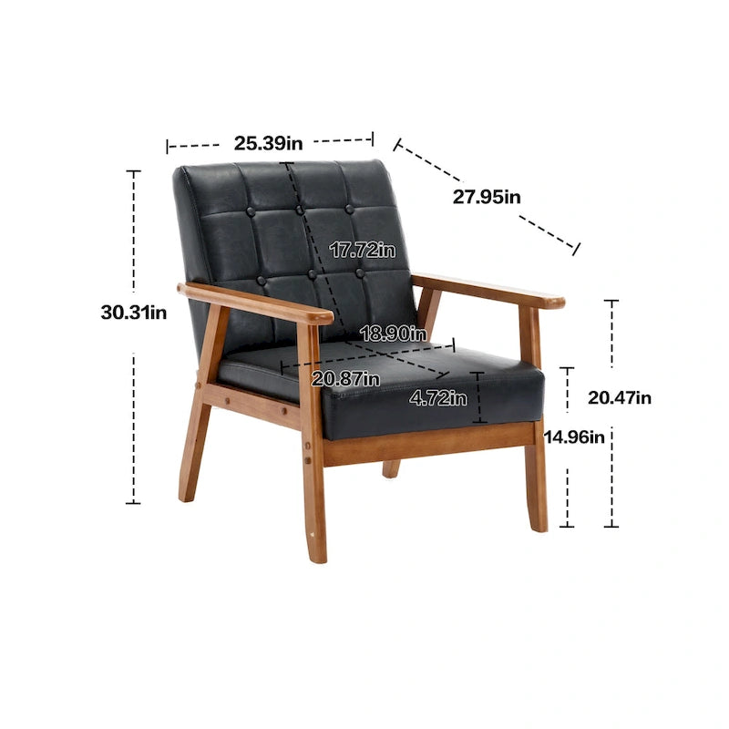 Chaise d'appoint en bois massif de style Mid-Century Modern, pour salon, chambre à coucher ou studio