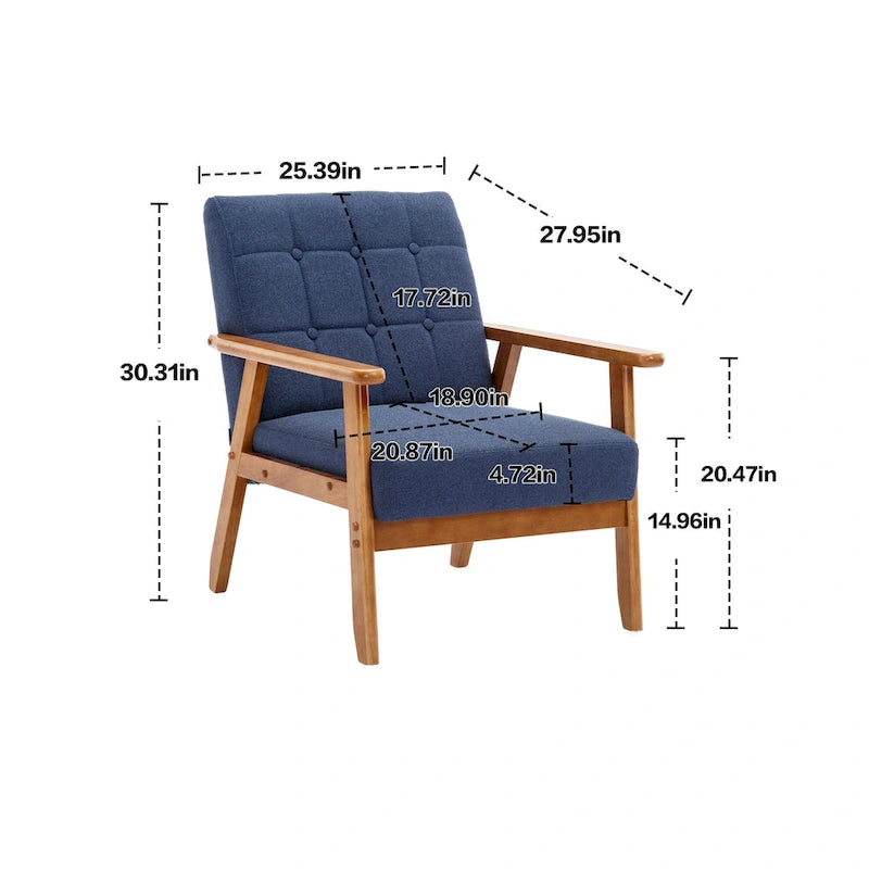 Chaise d'appoint en bois massif de style Mid-Century Modern, pour salon, chambre à coucher ou studio