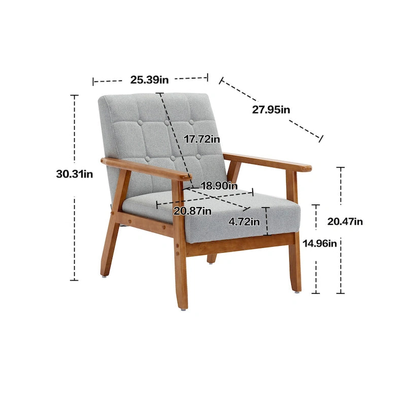 Chaise d'appoint en bois massif de style Mid-Century Modern, pour salon, chambre à coucher ou studio