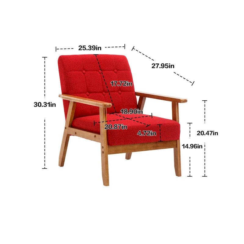 Chaise d'appoint en bois massif de style Mid-Century Modern, pour salon, chambre à coucher ou studio