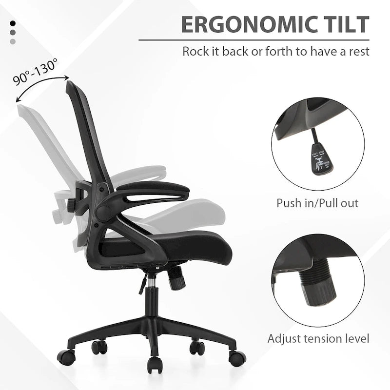 Chaise de bureau ergonomique en maille avec dossier haut, fauteuil de bureau pivotant à 360°