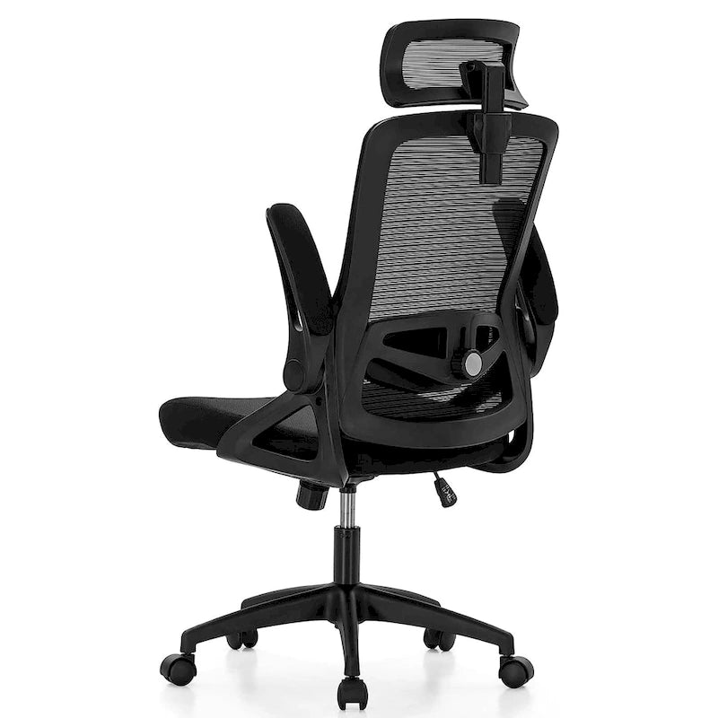Chaise de bureau ergonomique en maille avec dossier haut, fauteuil de bureau pivotant à 360°