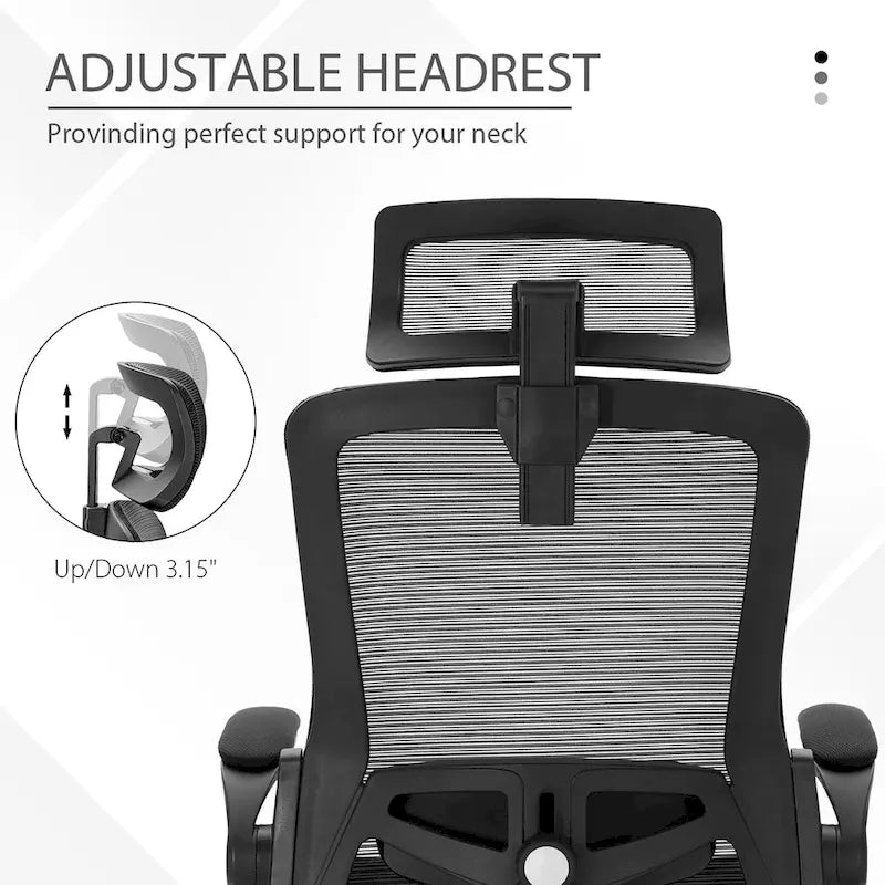Chaise de bureau ergonomique en maille avec dossier haut, fauteuil de bureau pivotant à 360°