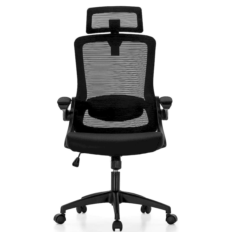 Chaise de bureau ergonomique en maille avec dossier haut, fauteuil de bureau pivotant à 360°