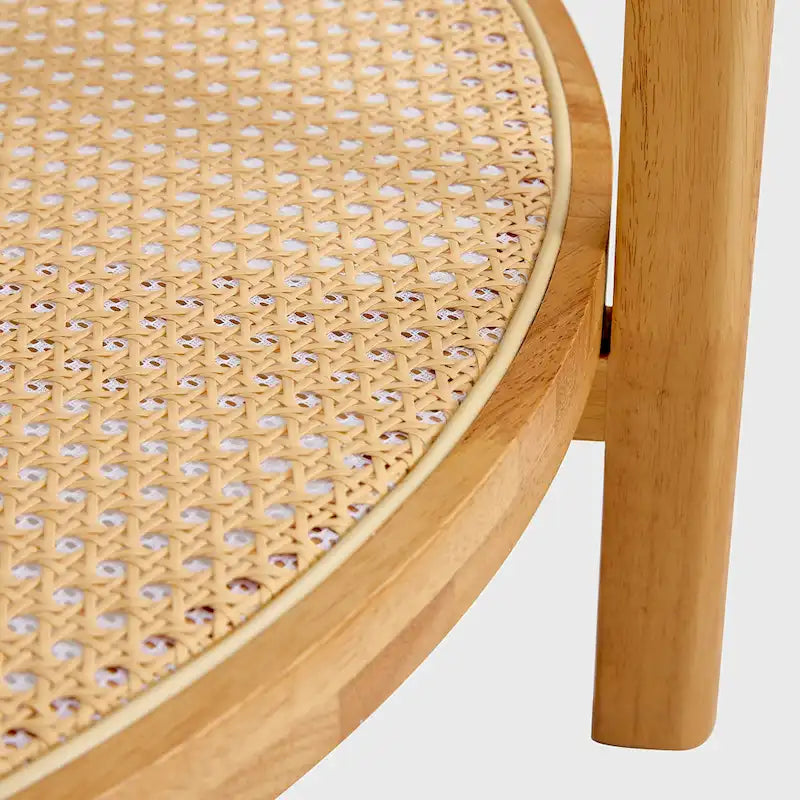 Table basse ronde en bois massif à double plateau