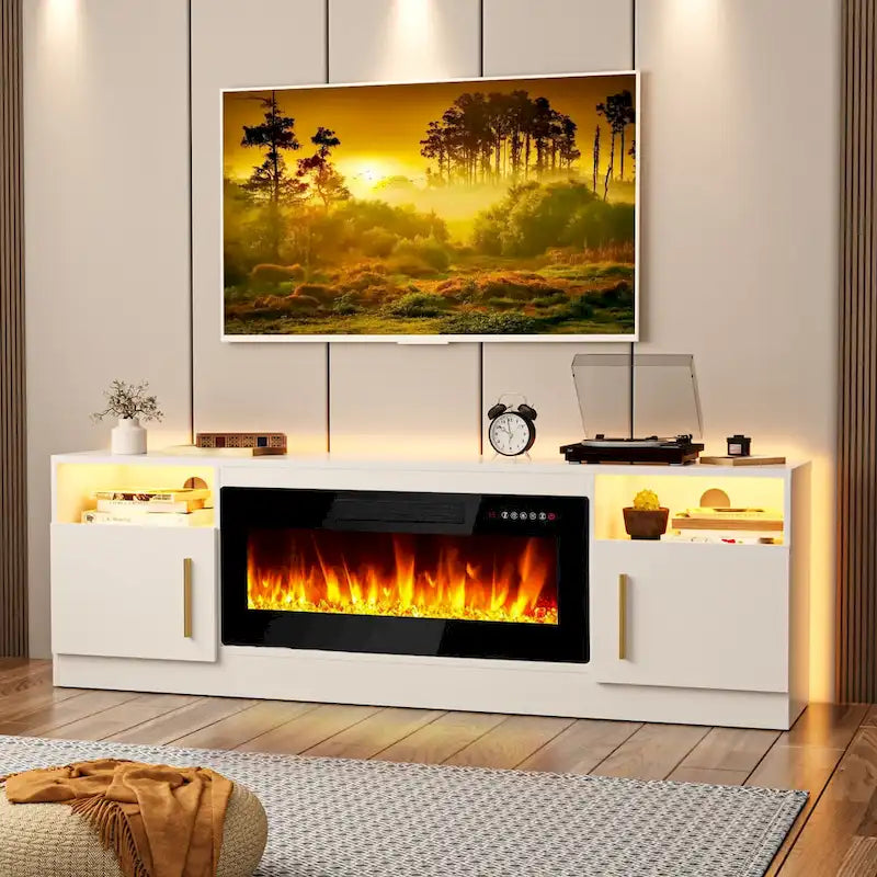 Meuble TV de 70 po avec foyer électrique de 36 po