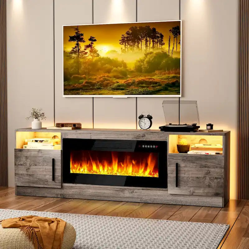 Meuble TV de 70 po avec foyer électrique de 36 po