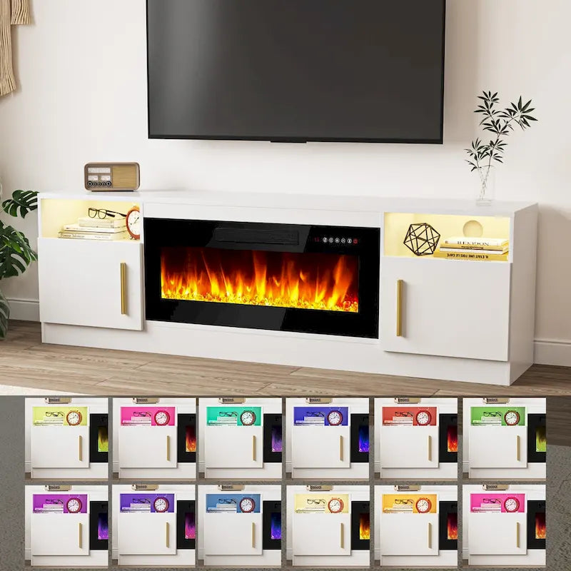 Meuble TV de 70 po avec foyer électrique de 36 po