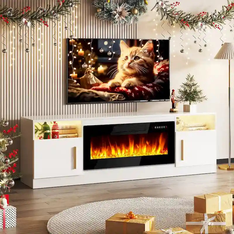 Meuble TV de 70 po avec foyer électrique de 36 po