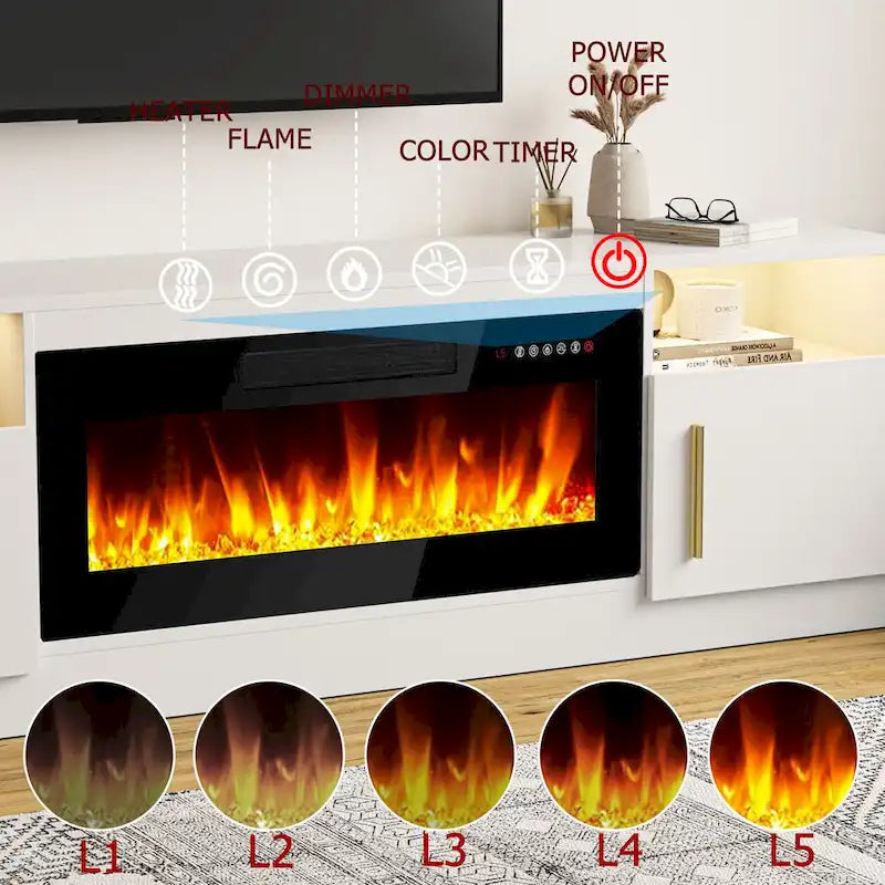 Meuble TV de 70 po avec foyer électrique de 36 po