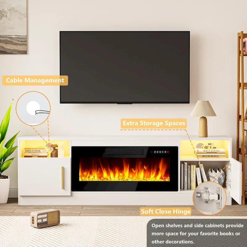 Meuble TV de 70 po avec foyer électrique de 36 po
