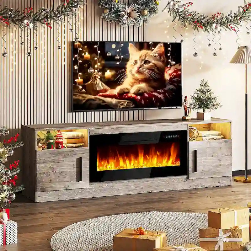 Meuble TV de 70 po avec foyer électrique de 36 po