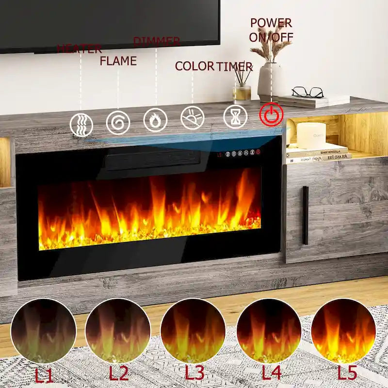 Meuble TV de 70 po avec foyer électrique de 36 po