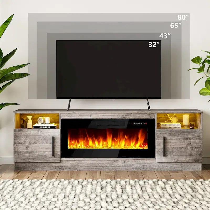 Meuble TV de 70 po avec foyer électrique de 36 po