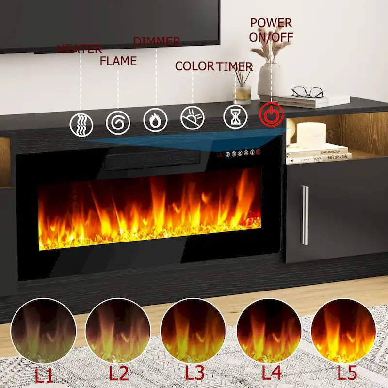 Meuble TV de 70 po avec foyer électrique de 36 po