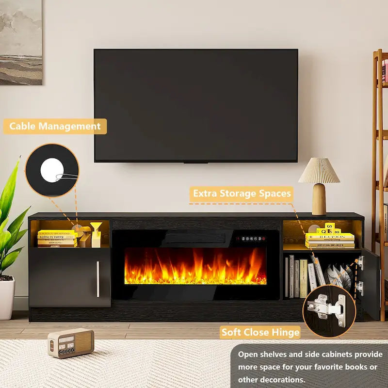 Meuble TV de 70 po avec foyer électrique de 36 po
