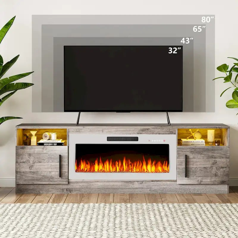 Meuble TV de 70 po avec foyer électrique de 36 po