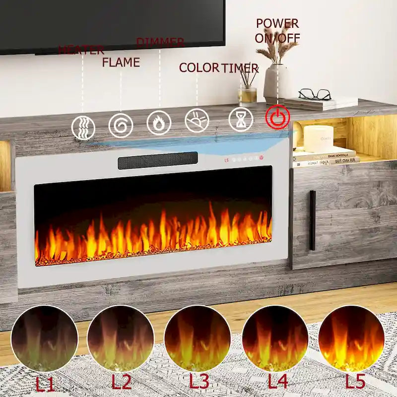 Meuble TV de 70 po avec foyer électrique de 36 po