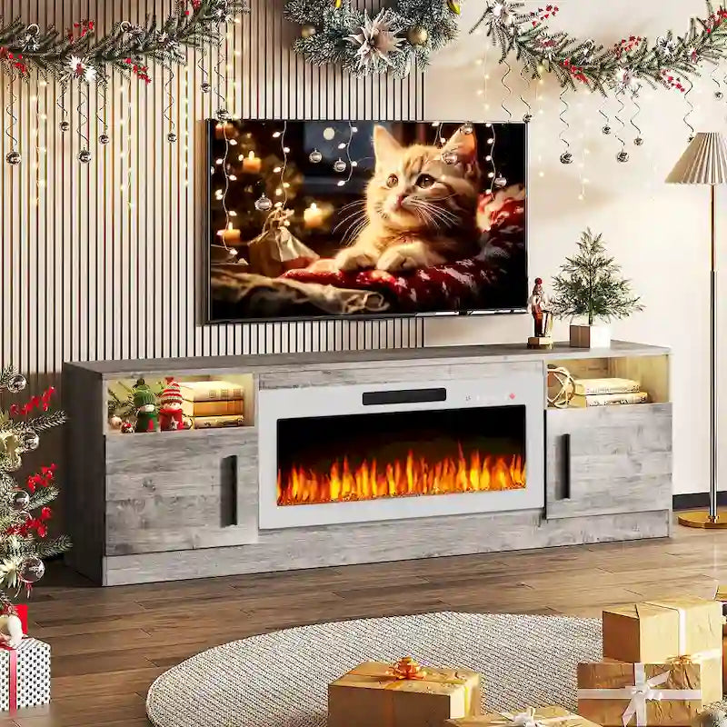 Meuble TV de 70 po avec foyer électrique de 36 po