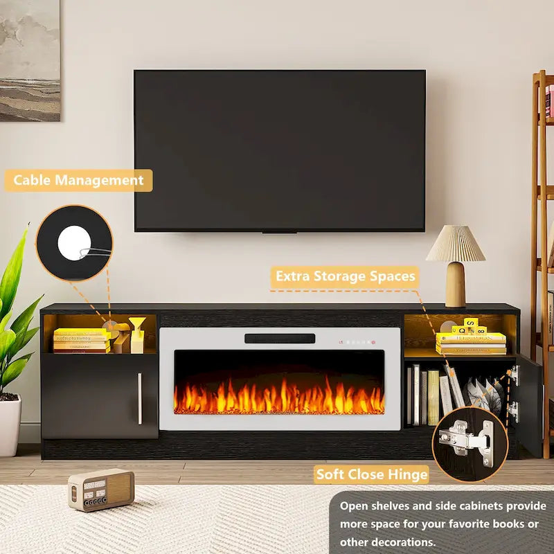 Meuble TV de 70 po avec foyer électrique de 36 po