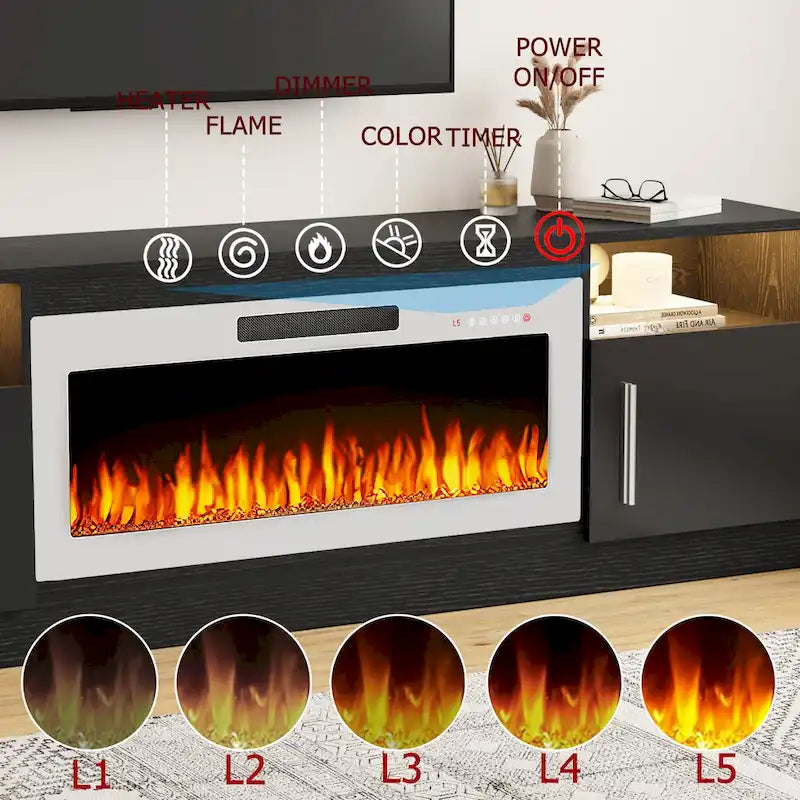 Meuble TV de 70 po avec foyer électrique de 36 po