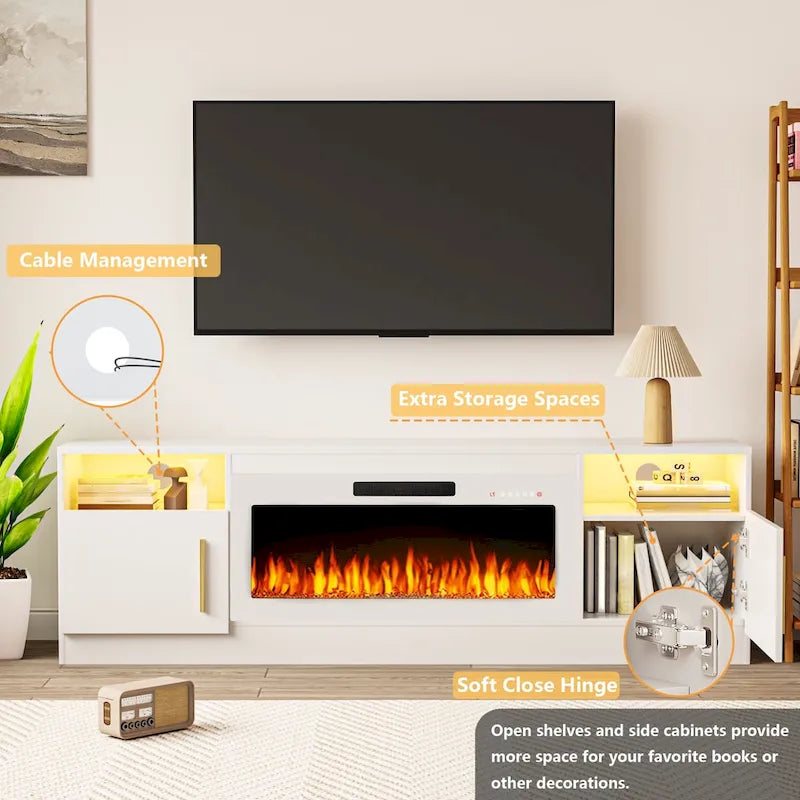 Meuble TV de 70 po avec foyer électrique de 36 po