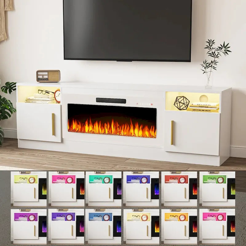 Meuble TV de 70 po avec foyer électrique de 36 po