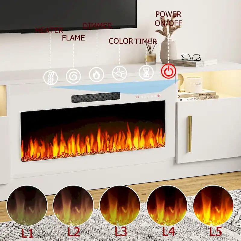 Meuble TV de 70 po avec foyer électrique de 36 po