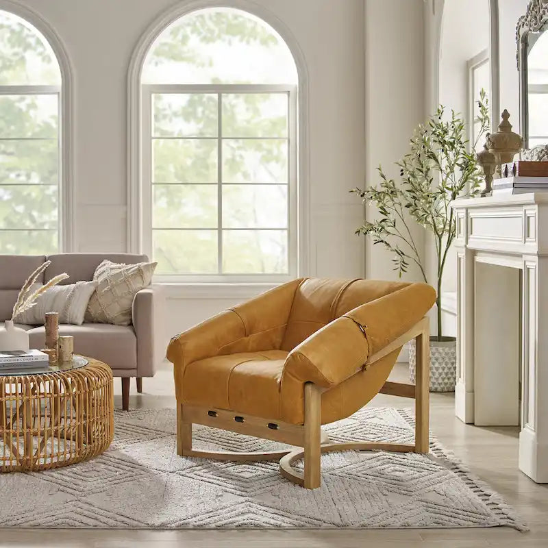 Fauteuil de salon en cuir véritable