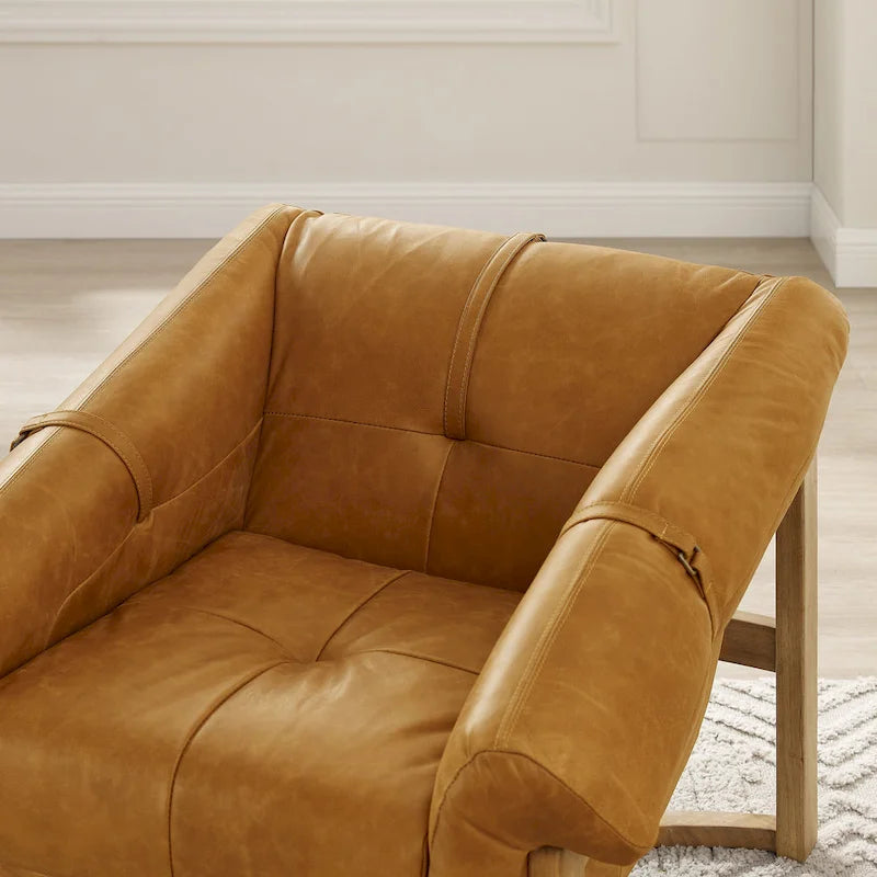 Fauteuil de salon en cuir véritable
