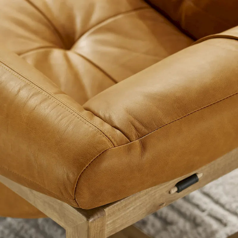 Fauteuil de salon en cuir véritable