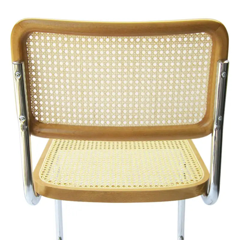 Chaise de salle à manger en chrome et chêne miel