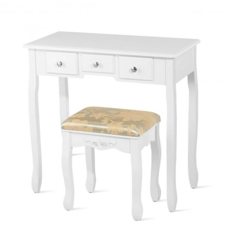 Coiffeuse avec miroir et 5 tiroirs - 80 x 40 x 136 cm (L x l x H)