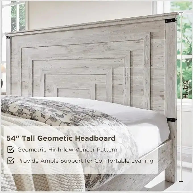 Lit de taille « Farmhouse » avec tête de lit de 54 po et 2 grands tiroirs