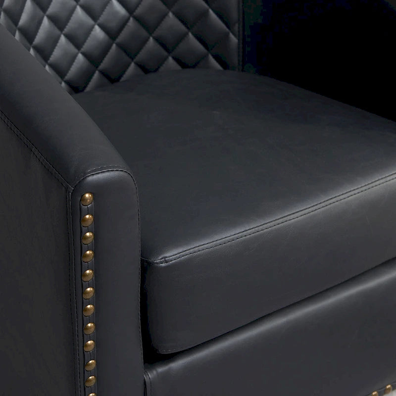 Fauteuil pivotant rond en similicuir capitonné de 29 po de large